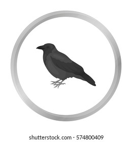 Crow icon in monochrome style isolated on white background. Bird symbol stock vector illustration.