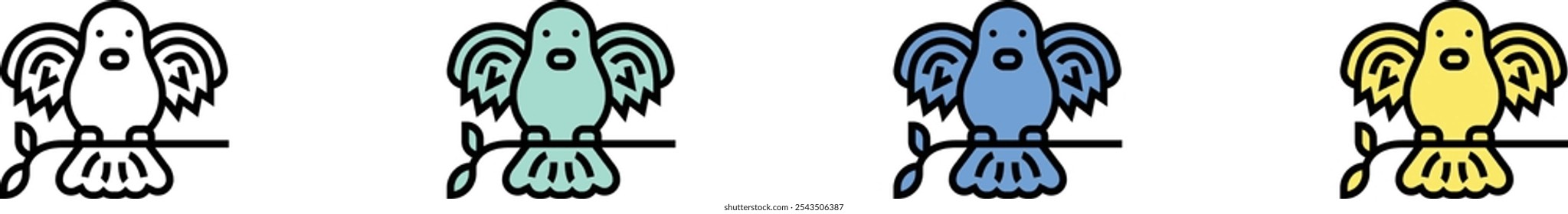 crow icon. Outline, Green, Blue and Yellow Style Design Isolated On White Background