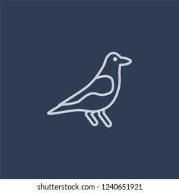 Crow icon. Trendy flat vector line Crow icon on dark blue background from animals collection. 