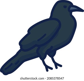Crow illustration icon design flat animals
