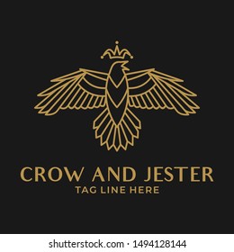 Crow And Jester Logo Vector Template Design