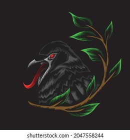 Crow   leaf illustration vektor art