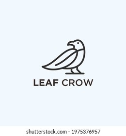crow leaf logo design vector illustration