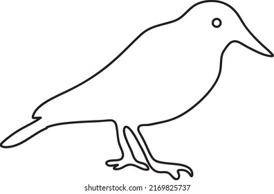 Crow Line Art Bird Vector Illustration On White Backgroud..eps
