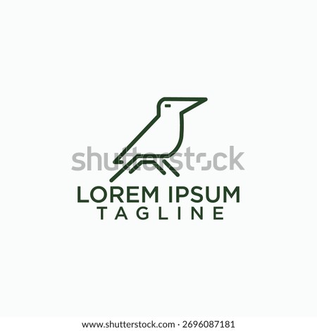 crow line art logo design vector, animal icon design concept