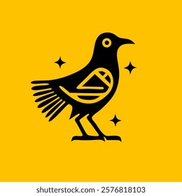 Crow logo design simple and elegant
