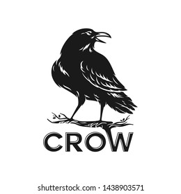 Crow Logo Illustration Vintage Style