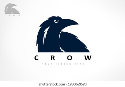 Crow logo vector. Raven bird. Animal design.