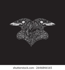 crow mirror illustration. suitable for icon, symbol, element or clothing design needs