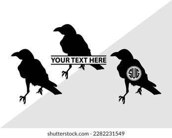 Crow Monogram Vector Illustration Silhouette