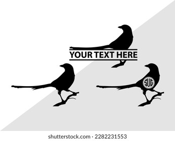 Crow Monogram Vector Illustration Silhouette