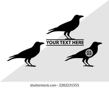 Crow Monogram Vector Illustration Silhouette