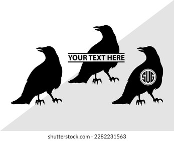 Crow Monogram Vector Illustration Silhouette