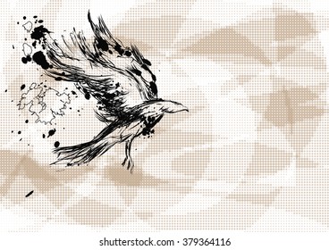 crow on abstract background