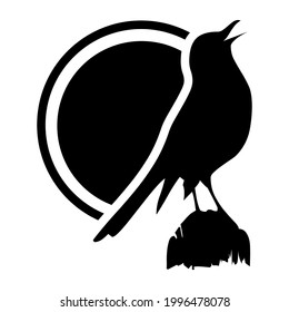crow on a branch silhouette design