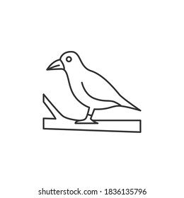 Crow on a tree branch icon design. Halloween concept. Linear icon. Vector illustration.