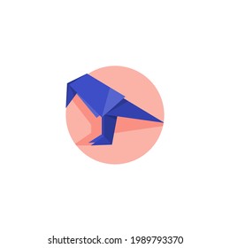 crow Origami Flat Icon Isolated On White Background 