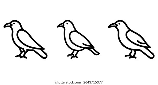 crow outline or line icon design bundle.