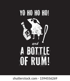Crow pirate bottle rum bones black and white io ho