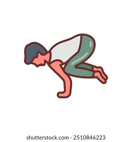 Iconos rellenos de la pose del cuervo, Ilustración vectorial