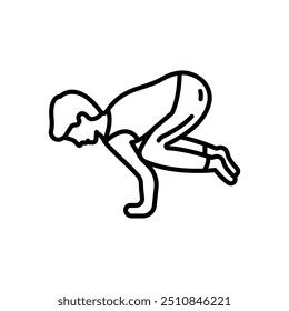 Crow Pose Outline Icon, Vector illustration