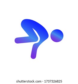Crow posar el icono del yoga. Gráfica vectorial plana en fondo blanco.