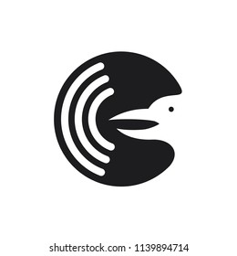 Crow Raven bird alert black silhouette logo icon vector illustration