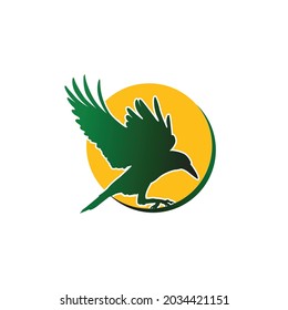 Crow Raven Bird Wing Abstract Mark Pictorial Emblem Logo Symbol Iconic Creative Modern Minimal Editable in Vector Format