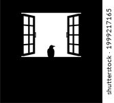 
Crow (Raven) on the Window Silhouette. Dramatic, Creepy, Horror, Scary, Mystery, or Crime Illustration. Illustration for Horror Movie or Halloween Poster Design Element. Vector Illustration