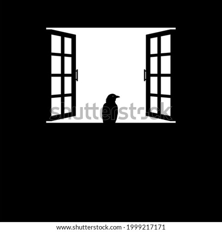 Similar – Image, Stock Photo Young man standing in a dark room looking out an open window