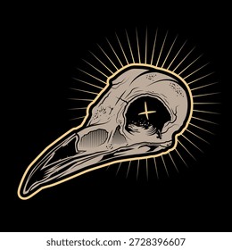 Vetor de ilustração de crânio Crow Raven.