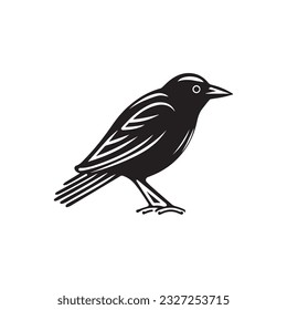 Crow Raven Vector Icon black and white  