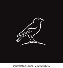 Crow Raven Vector Icon black and white  