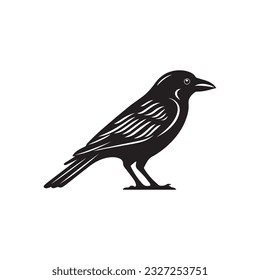Crow Raven Vector Icon black and white  