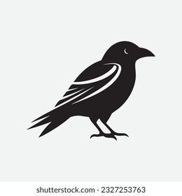 Crow Raven Vector Icon black and white  