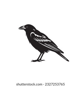 Crow Raven Vector Icon black and white  