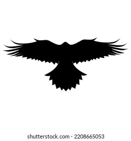 Crow silhouette. In flying style. Great for Halloween posters. Isolated on a white background
