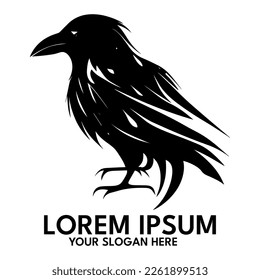 Crow silhouette, logo style vector illustration