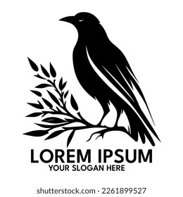 Crow silhouette, logo style vector illustration