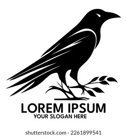 Crow silhouette, logo style vector illustration