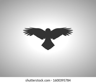 Crow Silhouette on White Background. Isolated Vector Animal Template for Logo Company, Icon, Symbol etc