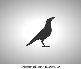 Crow Silhouette on White Background. Isolated Vector Animal Template for Logo Company, Icon, Symbol etc