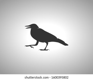 Crow Silhouette on White Background. Isolated Vector Animal Template for Logo Company, Icon, Symbol etc
