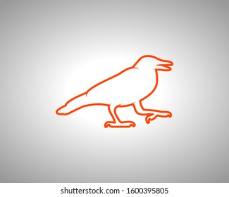 Crow Silhouette on White Background. Isolated Vector Animal Template for Logo Company, Icon, Symbol etc