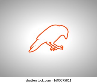Crow Silhouette on White Background. Isolated Vector Animal Template for Logo Company, Icon, Symbol etc