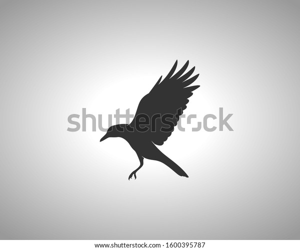 Crow Silhouette on White\
Background. Isolated Vector Animal Template for Logo Company, Icon,\
Symbol etc