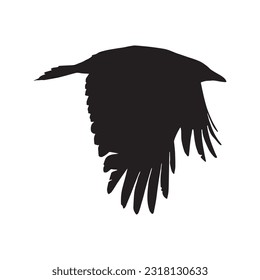 colección de conjuntos de siluetas de crow aislados en negro sobre ilustración vectorial de fondo blanco