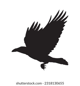 crow silhouette set collection isolated black on white background vector illustration