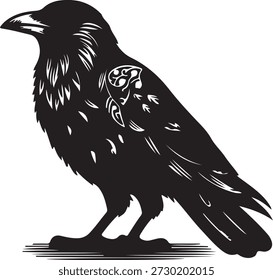 Crow silhouette vector art illustration