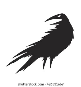 Crow silhouette vector illustration. Isolated. Black and white. Great for logo, tattoo, label, emblems and greeting card